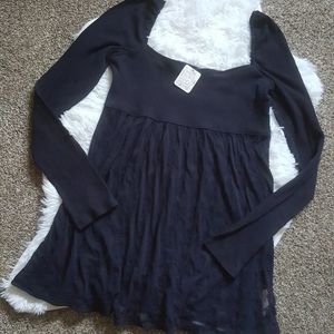 Free People long sleeve sheer bottom baby doll top
